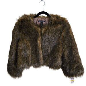 Inc International Concept NWT Faux Fur Eyelash Cropped Lined Jacket Size M